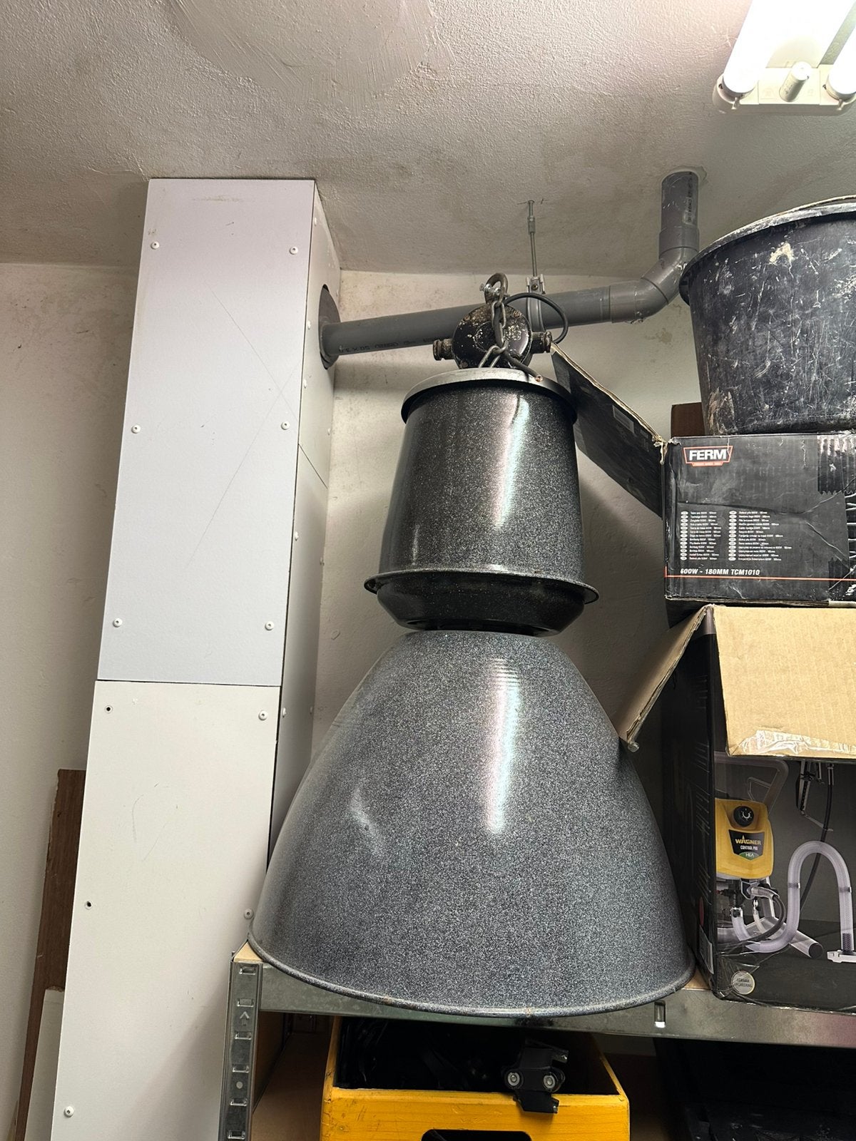 ECHTE Industriële hanglamp vintage 90 cm, Huis en Inrichting, Lampen | Hanglampen, Ophalen, Gebruikt, Vintage Industrieel, Metaal