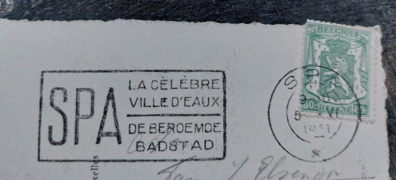 Oude Belgische postkaart met stempel Spa en postzegel, Ophalen of Verzenden