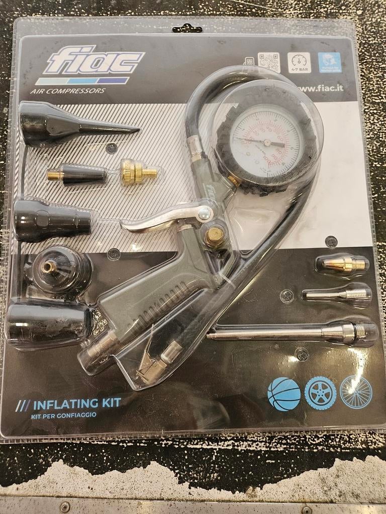 FIAC Opblaaskit met Manometer en Diverse Adapters, Doe-het-zelf en Verbouw, Compressors, Ophalen of Verzenden