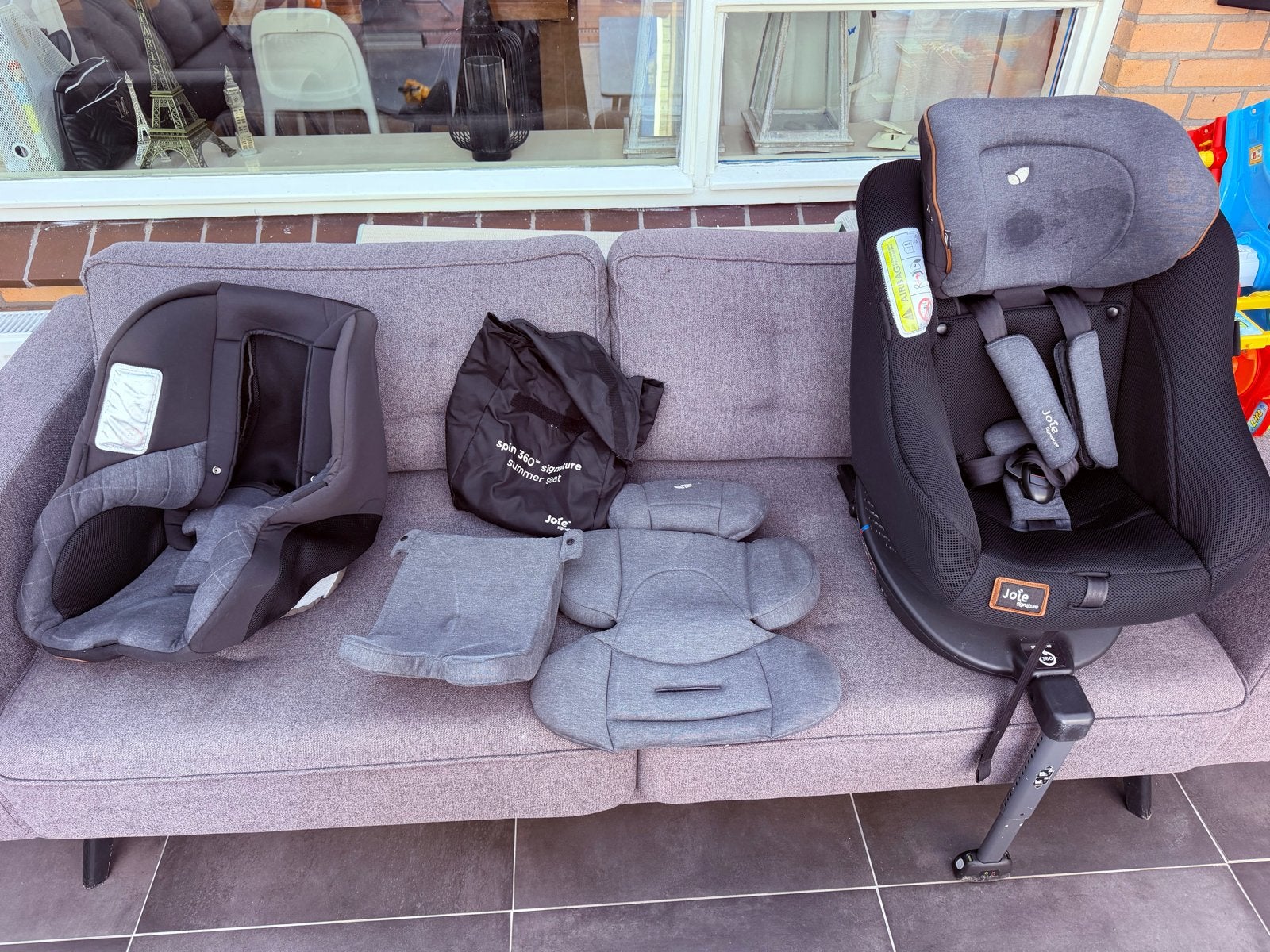 Joie Spin 360 Signature autostoel met zomerhoes, Overige merken, Gebruikt, 0 t/m 18 kg, Slaapstand