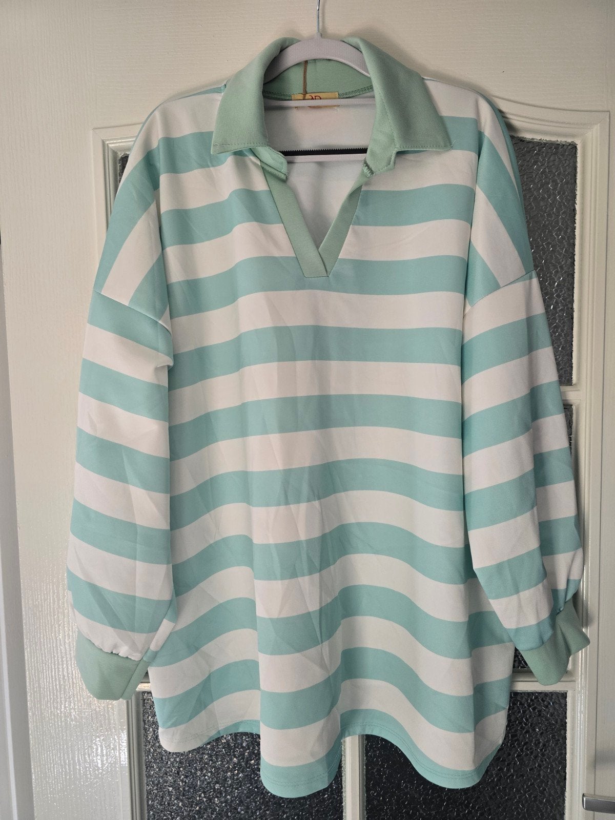 SALE nieuwe trui polo streep mint 44 46 48, Kleding | Dames, Truien en Vesten, Ophalen of Verzenden, Nieuw, Maat 46/48 (XL) of groter