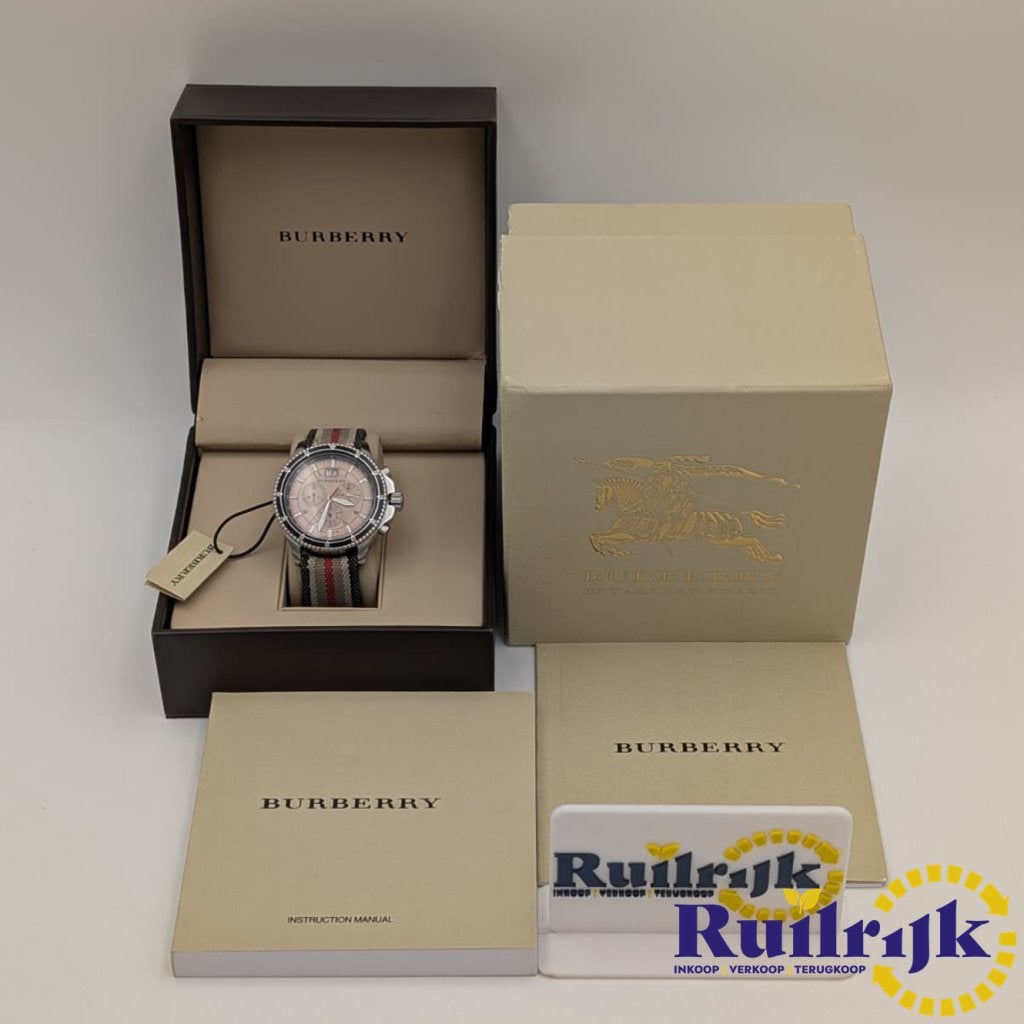 Burberry BU7600 Endurance chronograaf - Full set nette staat, Burberry, Zo goed als nieuw, https://www.burberry.com/contact-us/