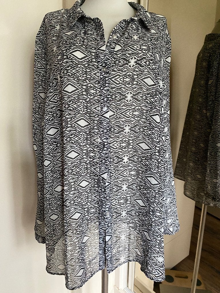blouse Atmosphere 46 zwart/off-white, Kleding | Dames, Blouses en Tunieken, Ophalen of Verzenden, Zo goed als nieuw, Maat 46/48 (XL) of groter