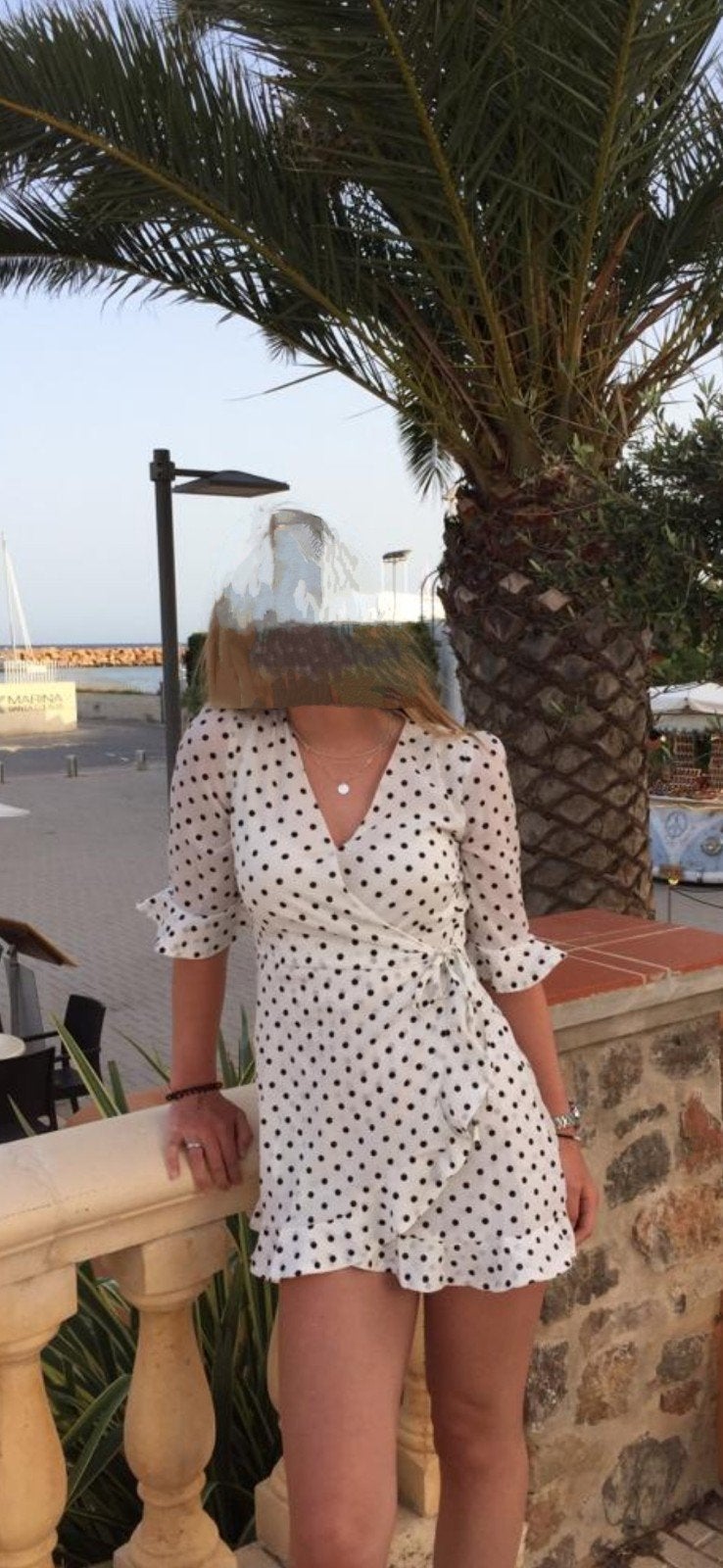Overslagjurkje wit stippen, Kleding | Dames, Jurken, Ophalen of Verzenden
