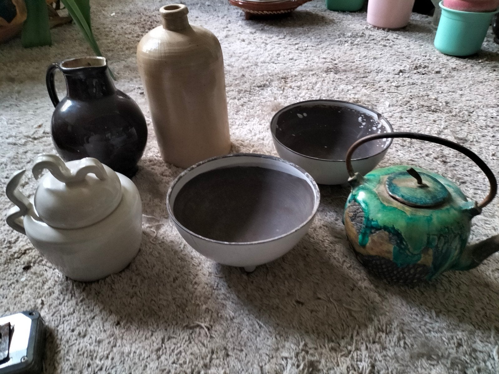 Diverse collectie aardewerk en theepot, Antiek en Kunst, Ophalen