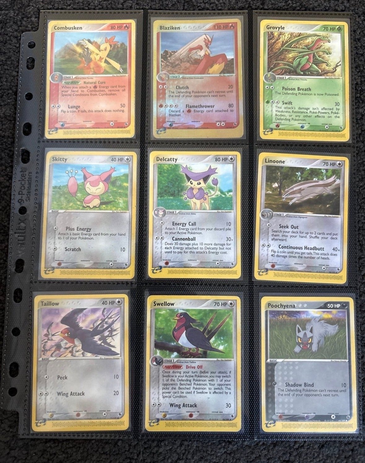 Pokémon EX Ruby & Sapphire set met holo Blaziken, Ophalen of Verzenden, Gebruikt, Meerdere kaarten, Foil