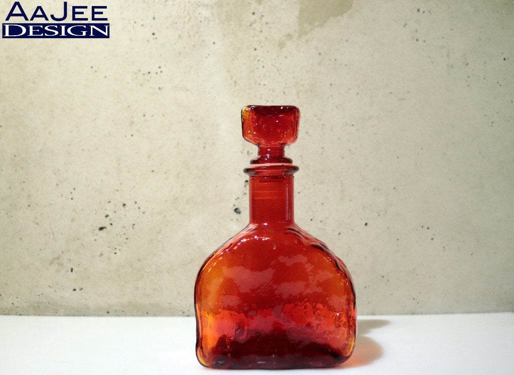 Empoli Italy – Rode glazen fles – Ca. 25cm hoog – 1950/ 1970, Ophalen of Verzenden, Gebruikt, Overige typen