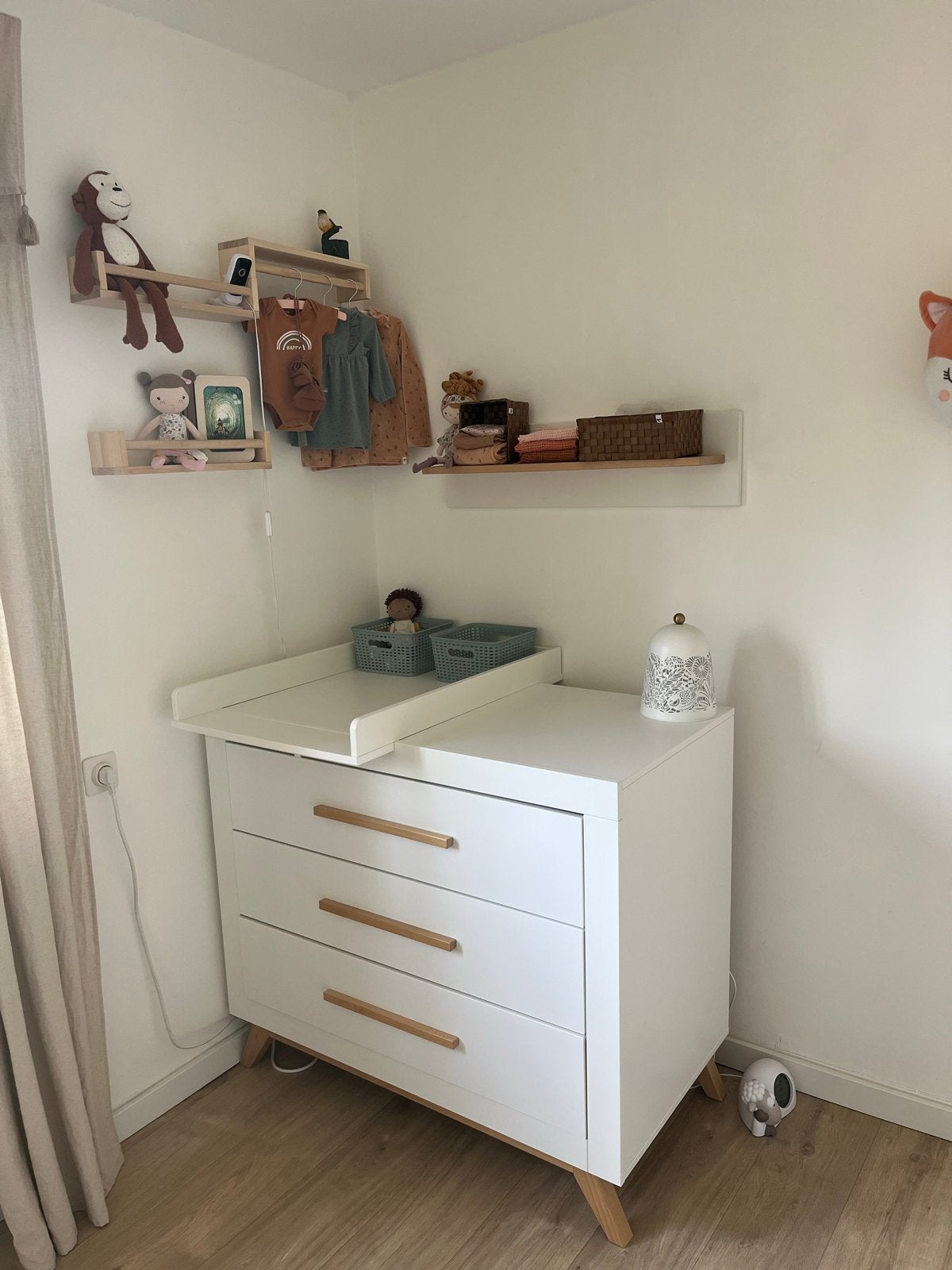 Bopita Babykamer: Ledikant, Commode, Barrier, Plank + matras, Gebruikt, Minder dan 140 cm, Minder dan 70 cm, Ophalen