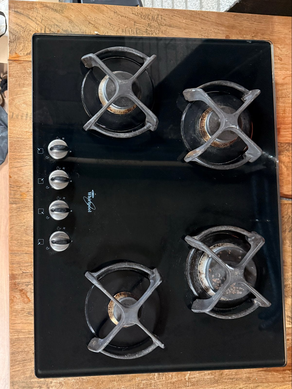 Whirlpool AKM440/NB Gasfornuis - 4 Kookzones - Zwart, Ophalen, Gebruikt, 4 kookzones, Inbouw