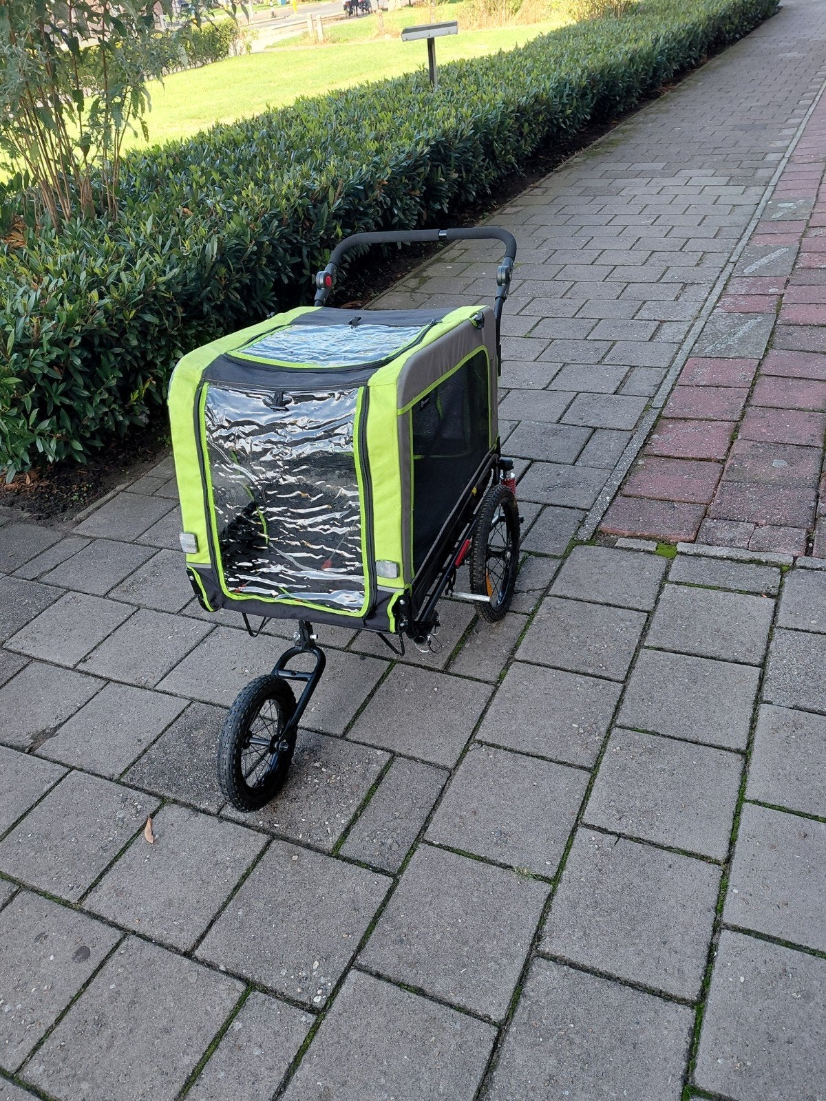 Hondenfietskar met duwstang - 70x90 cm, Ophalen, Gebruikt, Hondenkar, 20 tot 40 kg