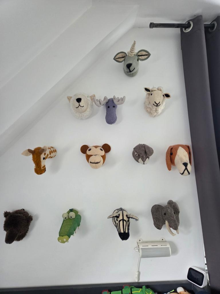 Dierenkoppen van vilt en pluche - Intratuin collectie, Gebruikt, Meerkleurig, Overige stijlen, Ophalen of Verzenden