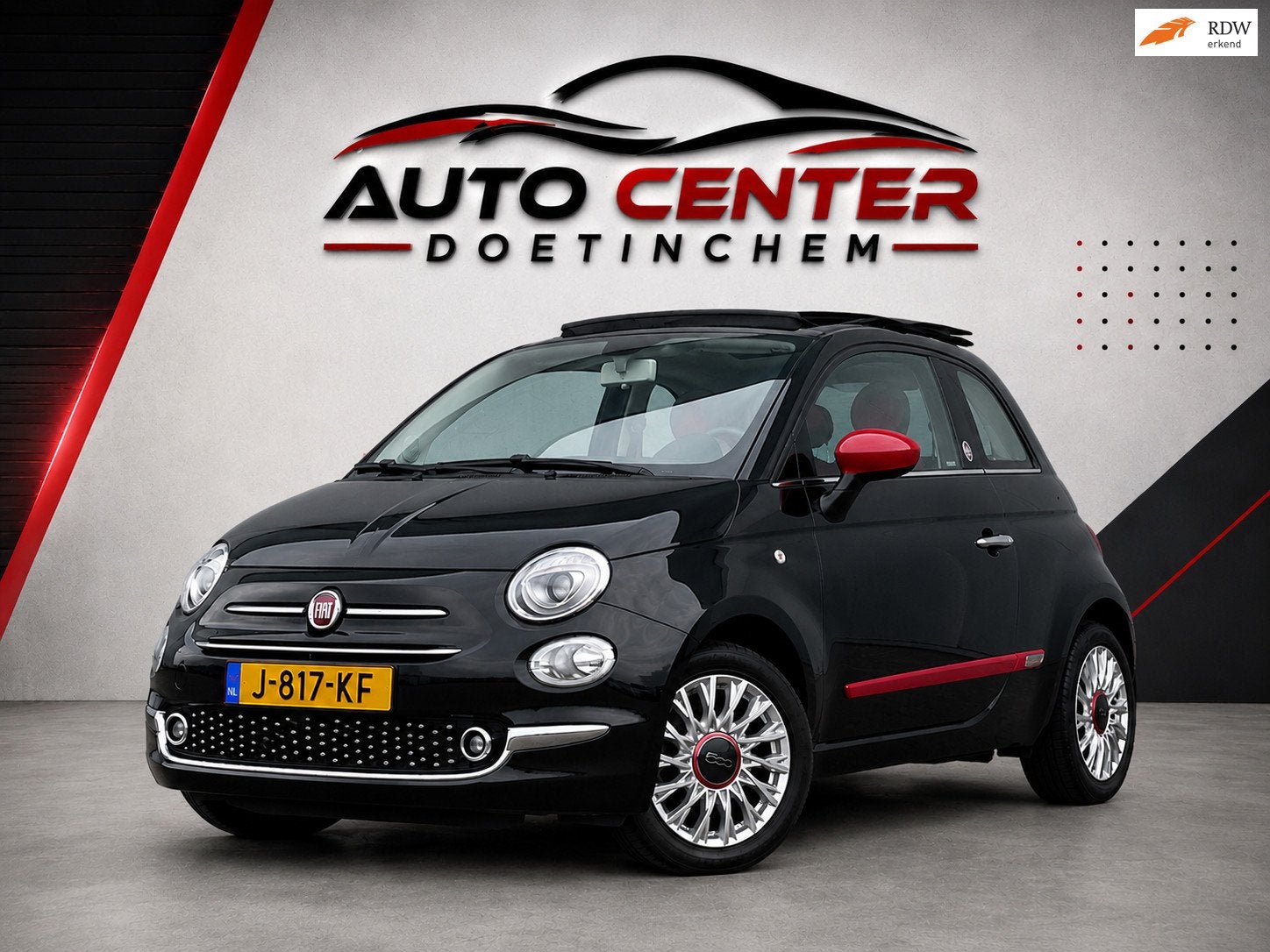 Fiat 500 1.2 Lounge Rosso Amore Edition Pano NweApk, Voorwielaandrijving, Stof, Gebruikt, 4 cilinders