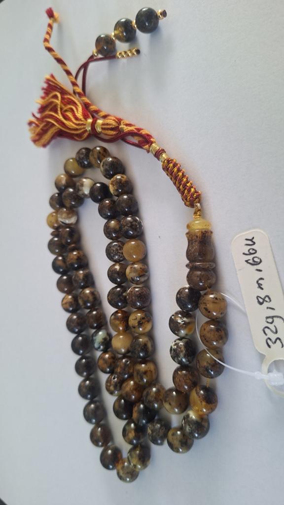 Baltische amber barnsteen tesbih ketting, Ophalen of Verzenden, Overige materialen, Ketting, Met edelsteen