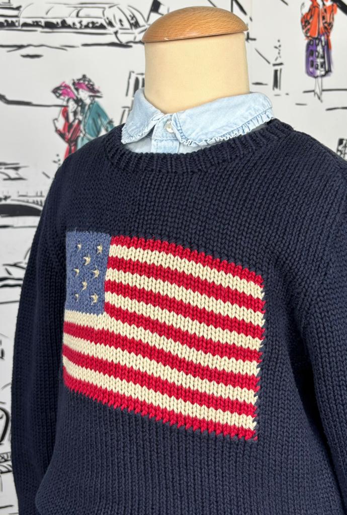 Ralph Lauren meisjes trui met vlag maat 8-10, Trui of Vest, Zo goed als nieuw, Ralph Lauren, Verzenden