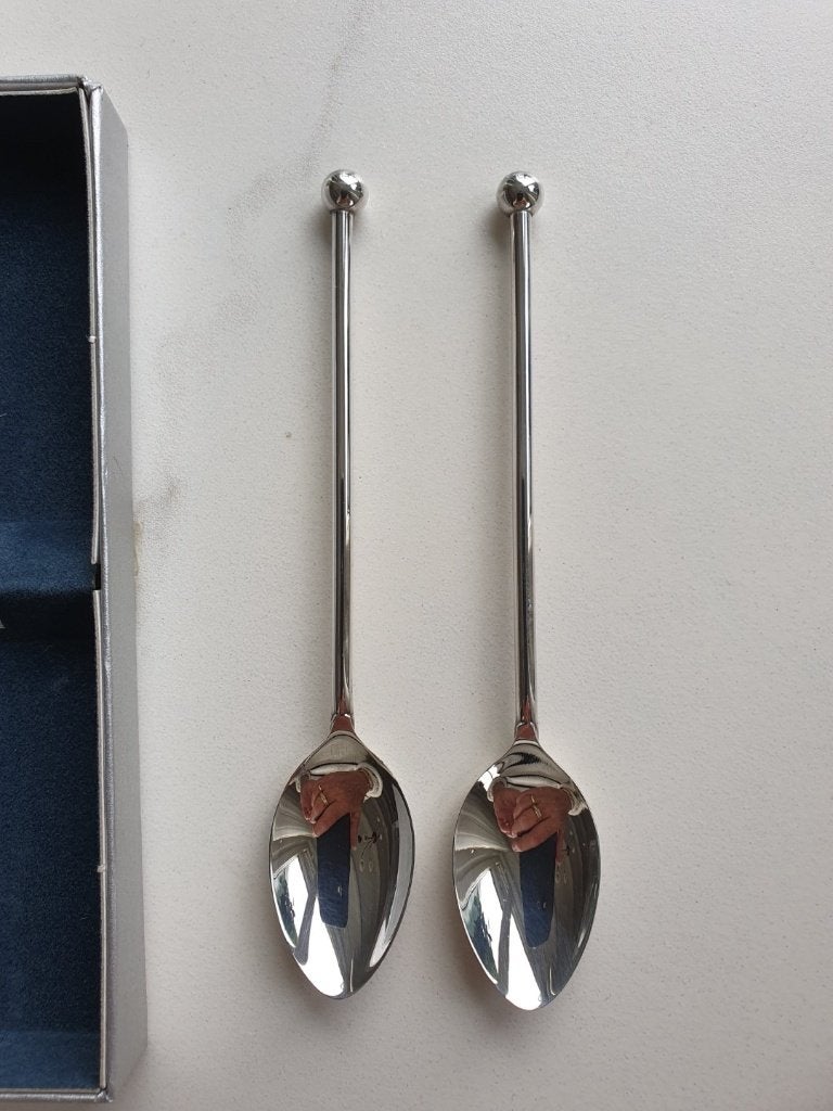 lepeltje Stijlappel met gladde steel 8 stuks - NIEUW!!!, Antiek en Kunst, Antiek | Bestek, Ophalen