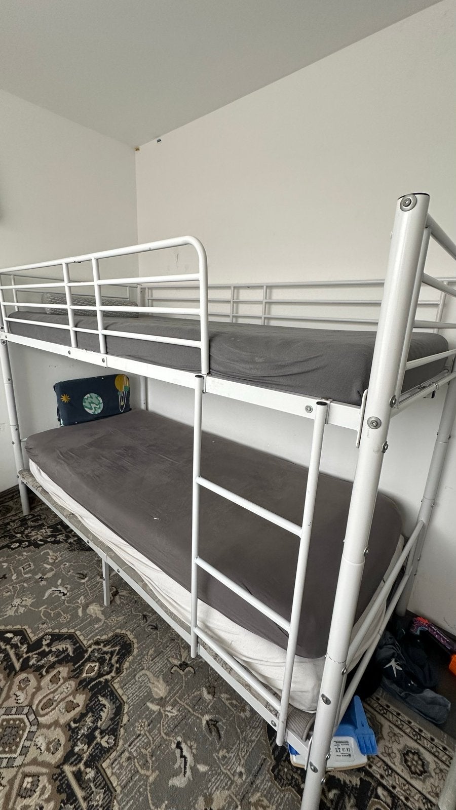 Stapelbed metaal wit 90x200 cm, Ophalen, Gebruikt, 90 cm, Eenpersoons