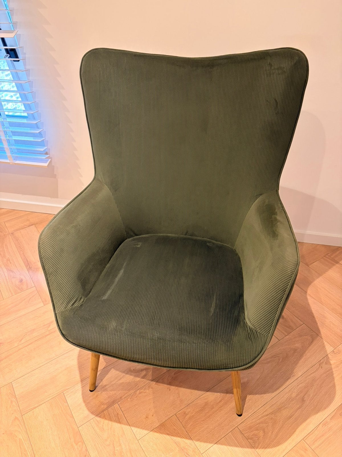 Jysk fauteuil corduroy groen, Ophalen, Zo goed als nieuw, 75 tot 100 cm, 50 tot 75 cm