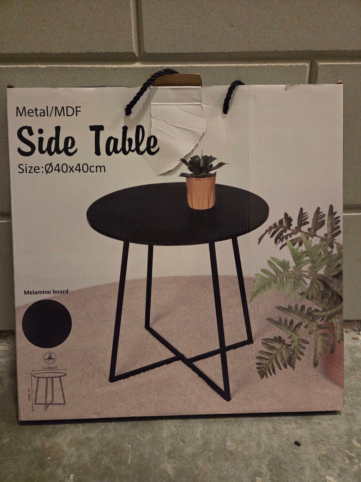Zwarte metalen bijzettafel - Ø40x40cm. Nieuw, Minder dan 45 cm, Minder dan 55 cm, Metaal of Aluminium, Rond