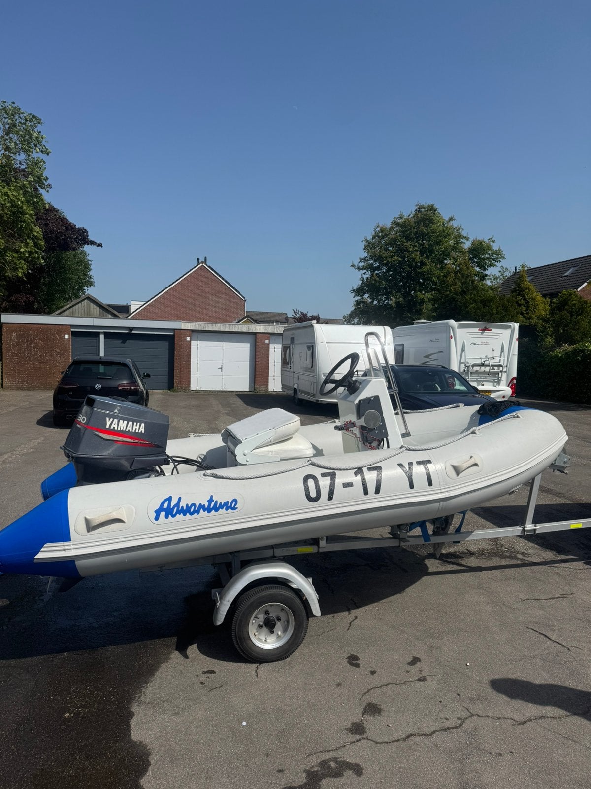 Adventure Ribboot 3.45 + Yamaha 30PK + Trailer, Watersport en Boten, Gebruikt, 4 m, Yamaha, Peddels