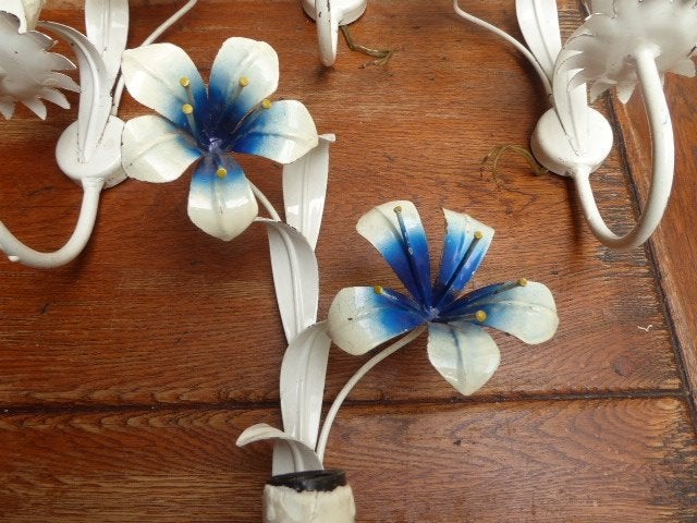4 Franse wandlampjes met bloemen en blaadjes, Ophalen of Verzenden