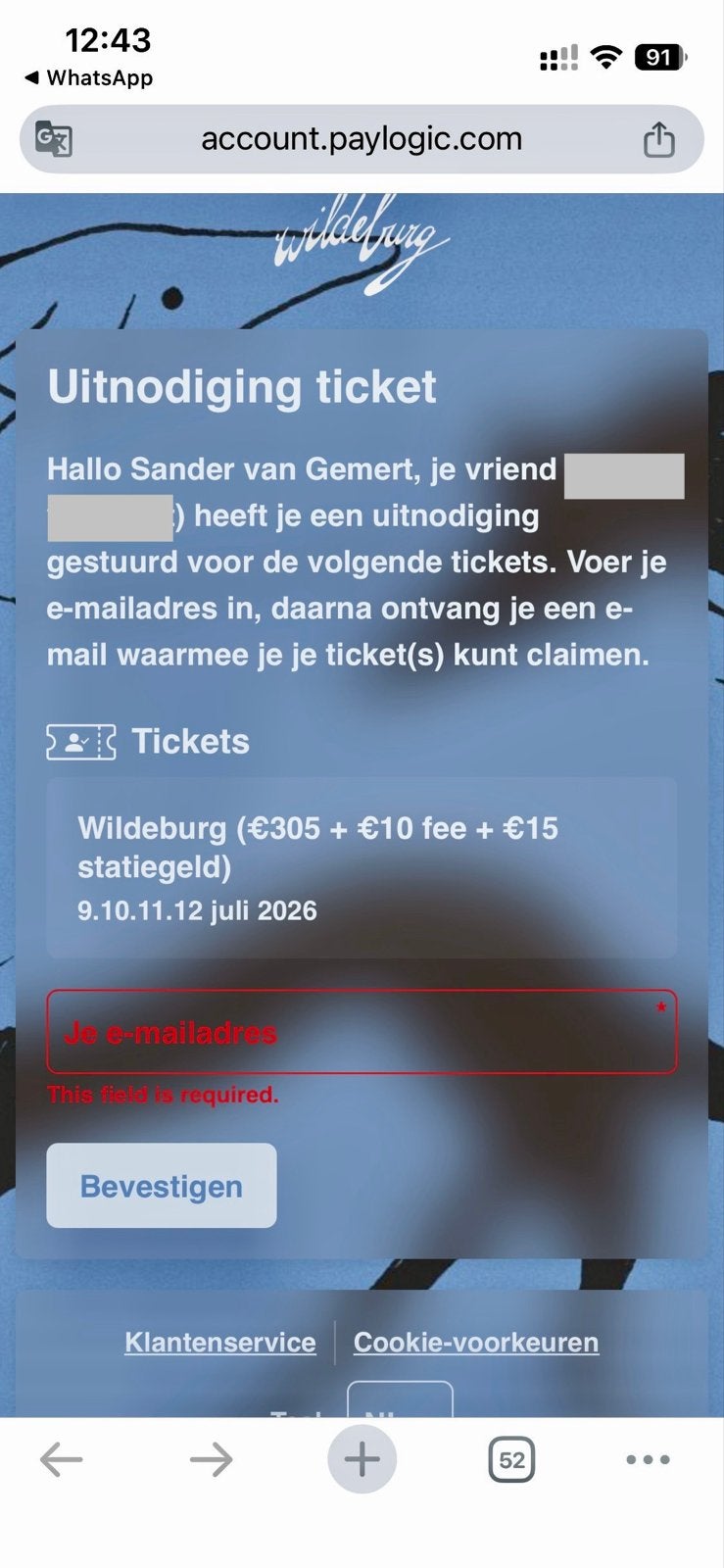 Wildenburg weekend ticket 2x, Tickets en Kaartjes, Twee personen