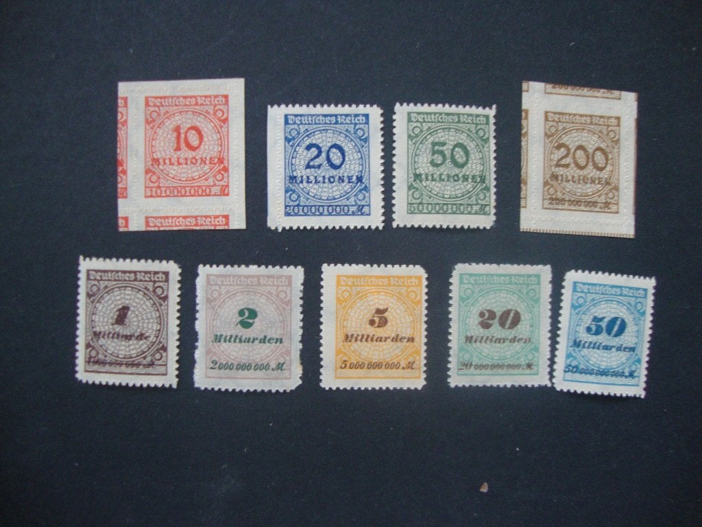 Duitse Rijk 9 B nr's uit serie 313-330 Ongestempeld., Ophalen of Verzenden, Overige periodes, Postfris