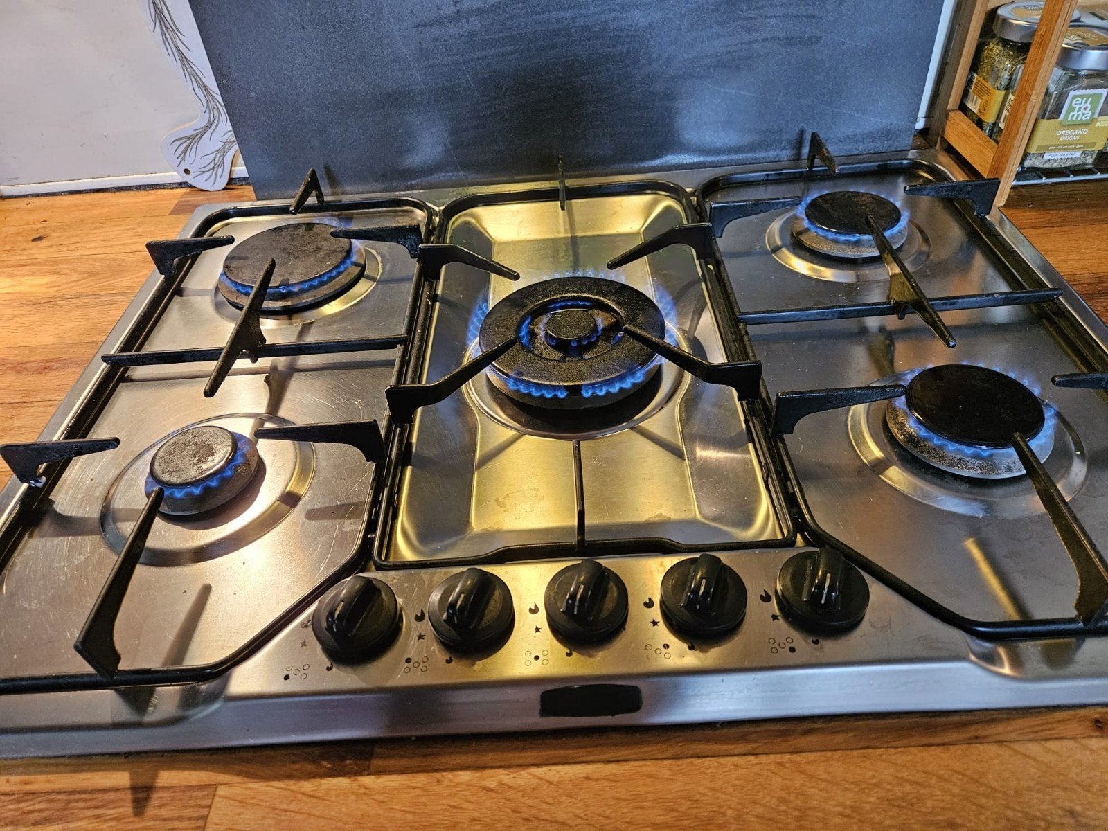 gaskookplaat 5 pits met wokbrander, Ophalen, Gebruikt, Minder dan 85 cm, 60 cm of meer