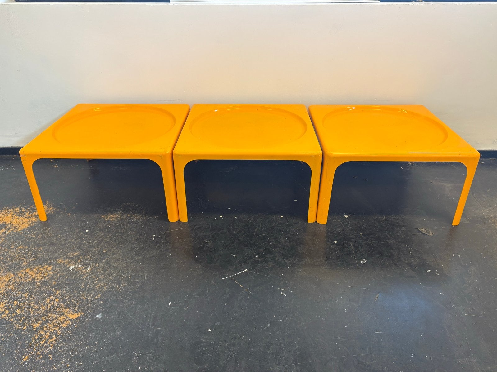 Set van 3 Vintage bijzettafels Marc Berthier for Prisunic, Ophalen, Minder dan 45 cm, Gebruikt, Vierkant