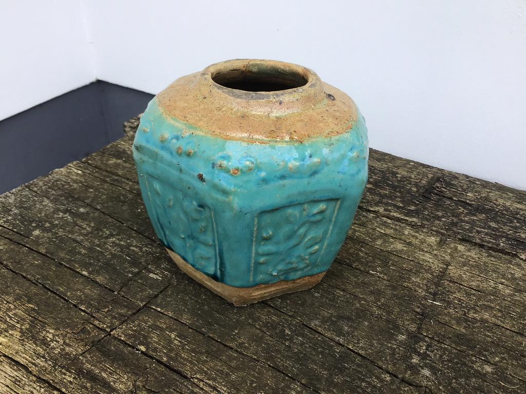 Chinese turquoise gemberpot, gemerkt, Antiek en Kunst, Antiek | Keramiek en Aardewerk, Ophalen of Verzenden