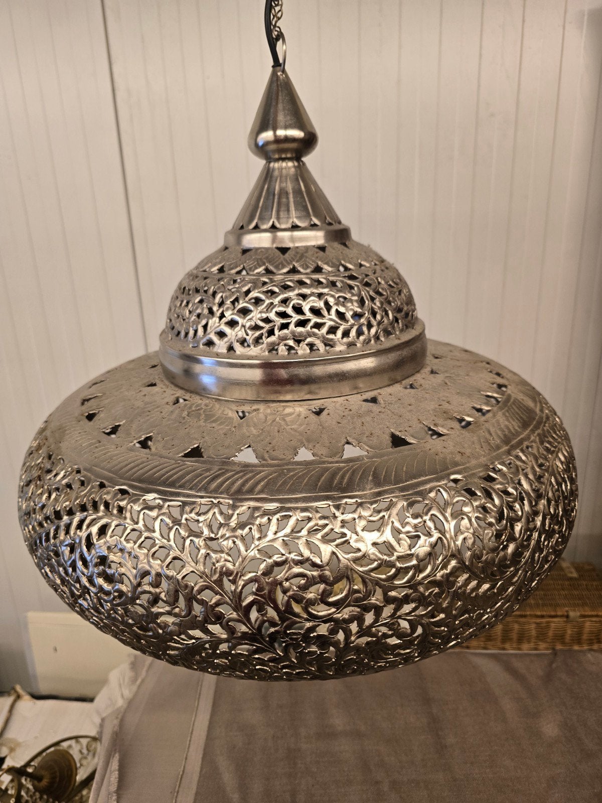 Oosterse hanglamp zilver, Ophalen, Gebruikt, Metaal, Oosters