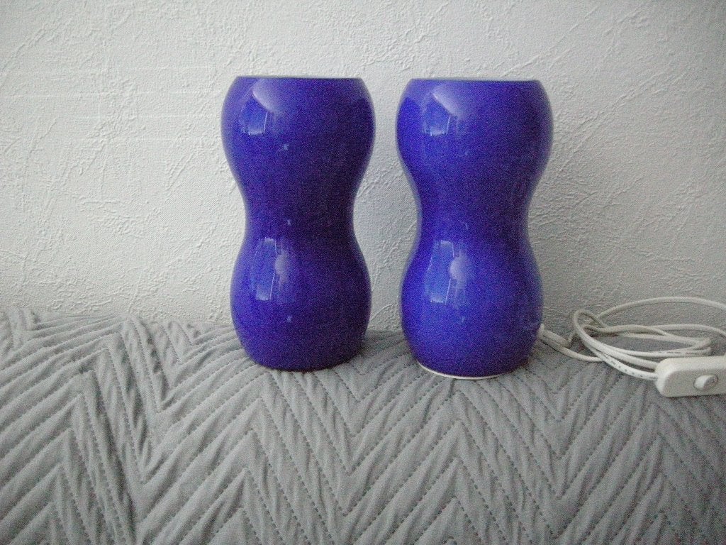 Lamp mushroom glas blauw peanut Kvintant Ikea (2X) - zgan, Paddenstoellamp, Met schakelaar, 21 cm, IKEA