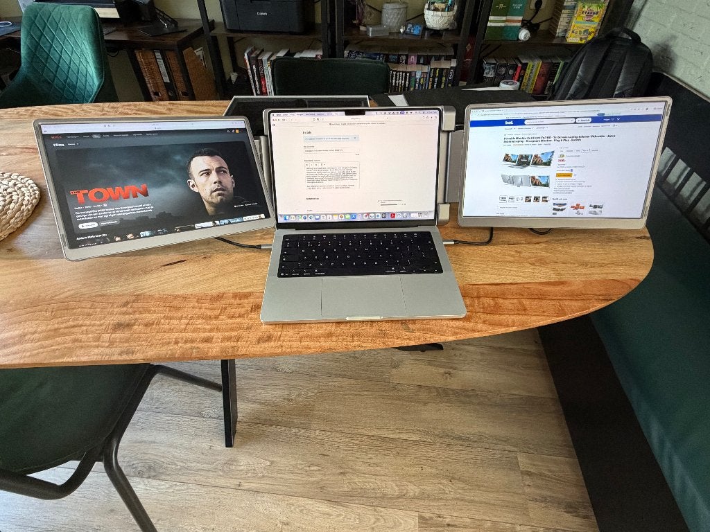 Draagbare Tri-Screen Monitor 14 inch 1200P IPS, Computers en Software, IPS, HDMI, Ophalen of Verzenden, Zo goed als nieuw
