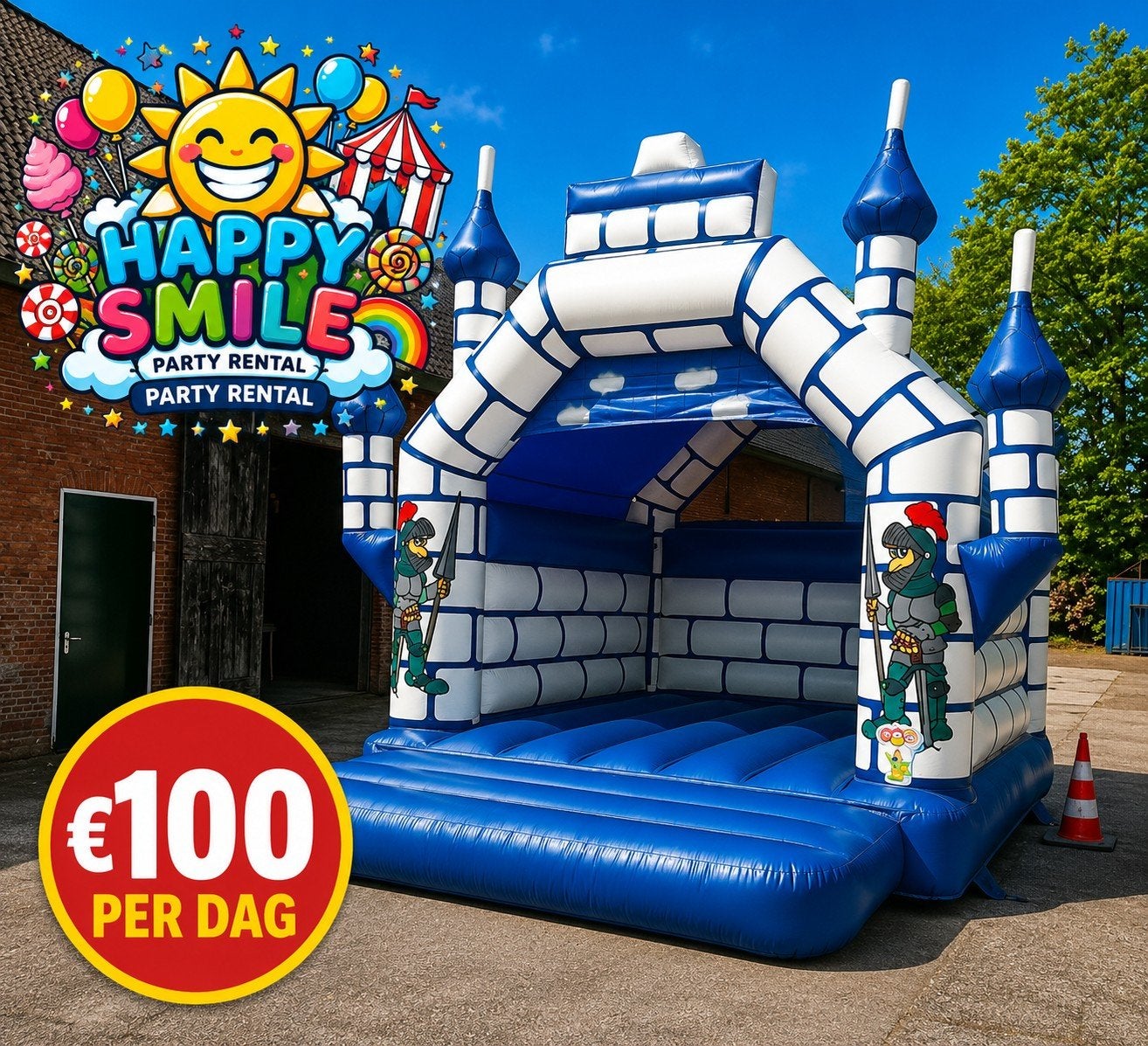 Springkussen Te Huur(thema kasteel), Ophalen of Verzenden, Zo goed als nieuw, Overige