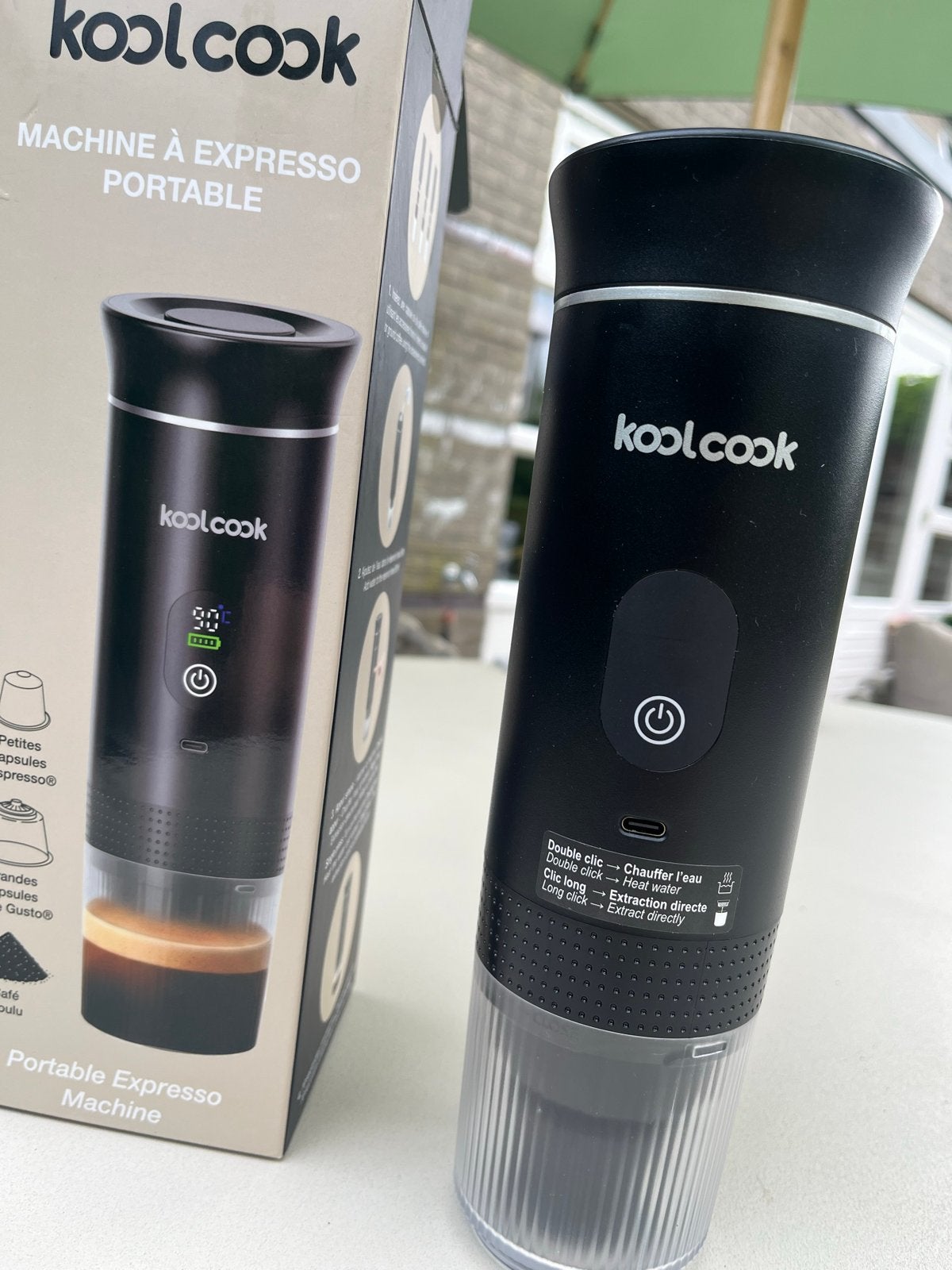 Koolcook Draagbare Espressomachine - Perfect voor onderweg, Witgoed en Apparatuur, Koffiezetapparaten, Espresso apparaat, Gemalen koffie