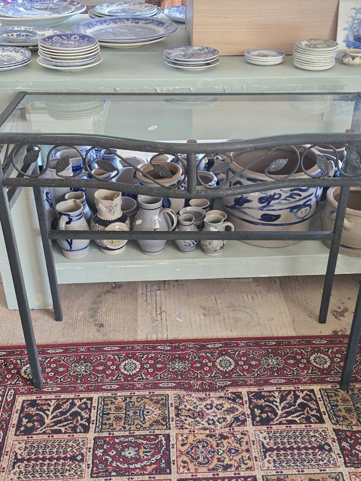 Smeedijzeren Console Tafel met Glasplaat, Ophalen of Verzenden