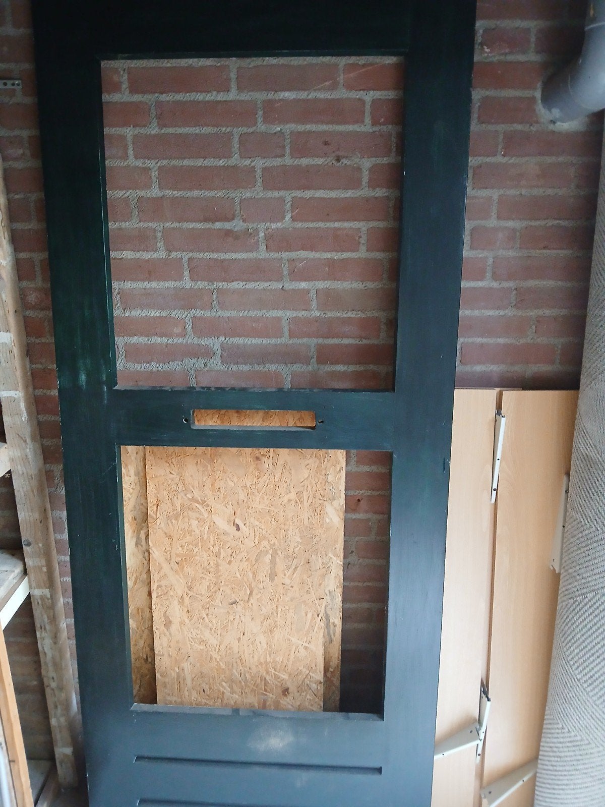 Hardhouten buitendeur +- 88 x 200 cm, Ophalen, Gebruikt, Buitendeur, 200 tot 215 cm