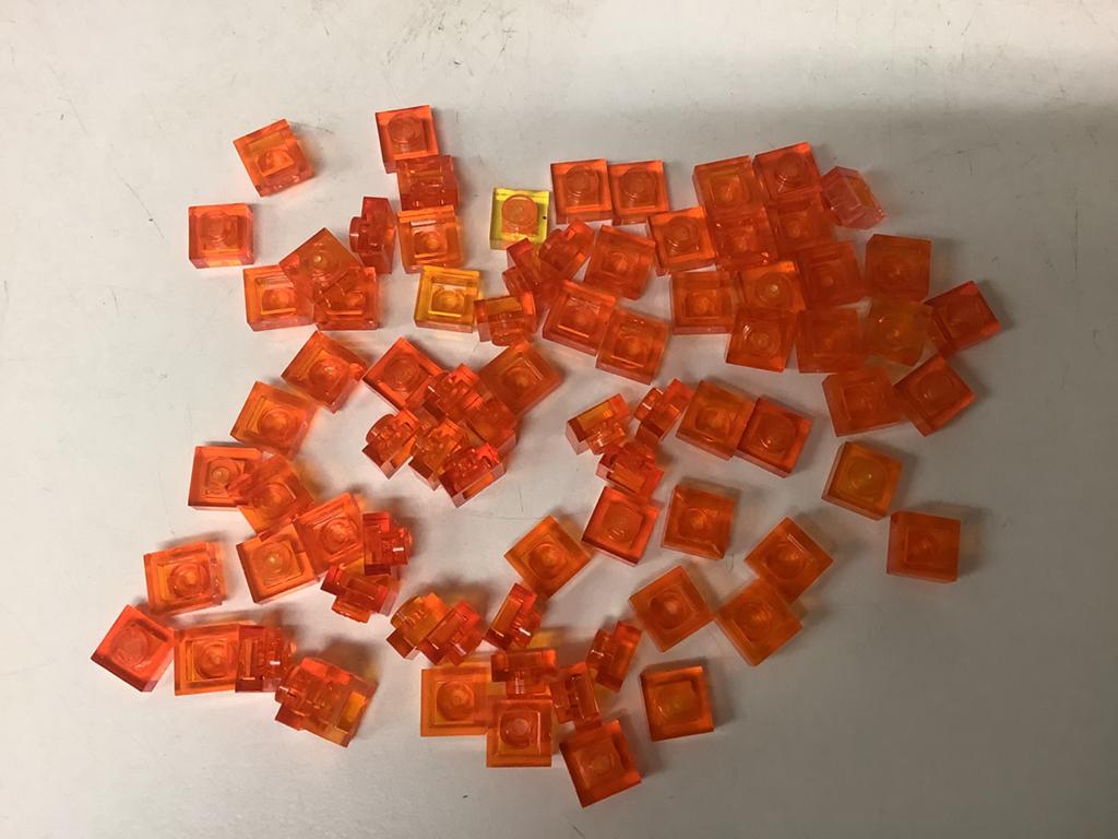 Lego plaat 1x1 transparant oranje, Ophalen of Verzenden, Gebruikt, Losse stenen, Lego