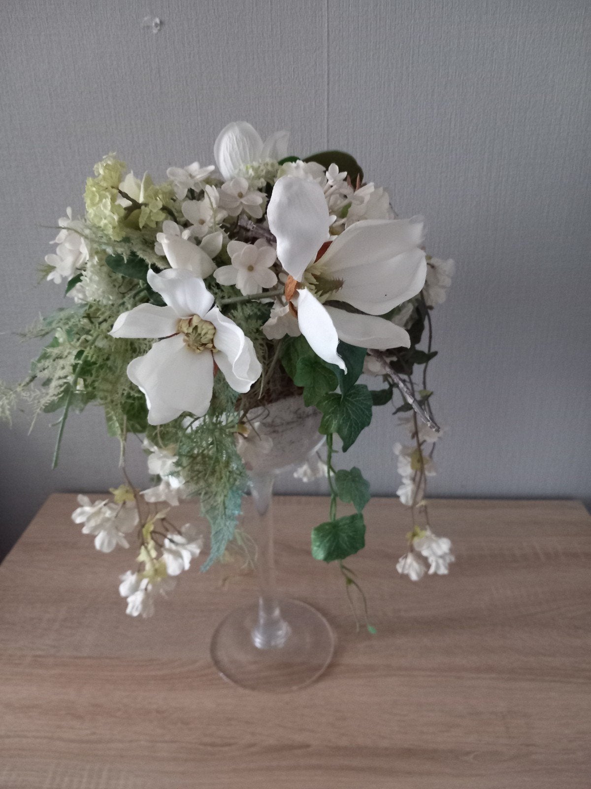 50 cm hoog glas zijdebloemen, Ophalen