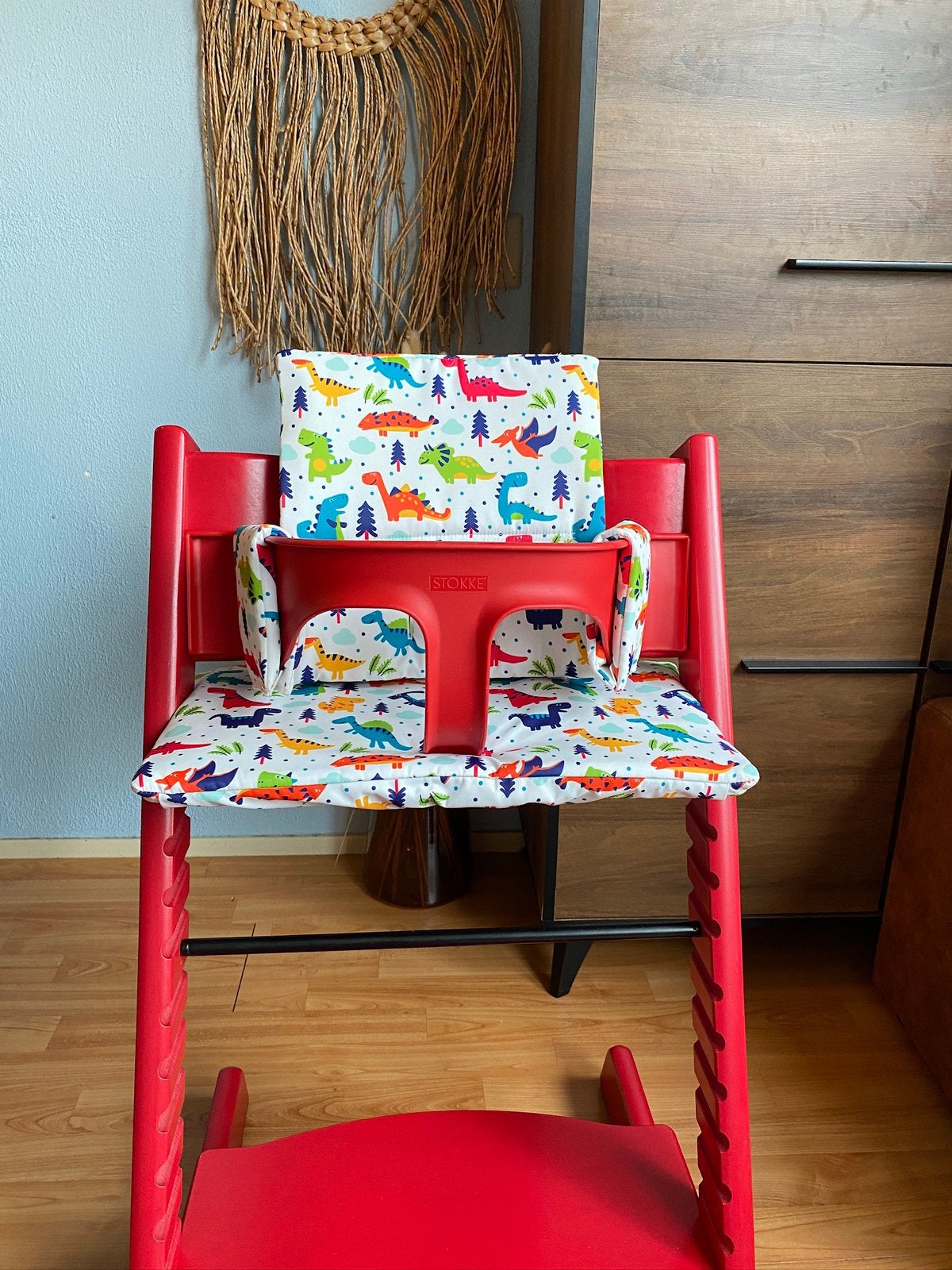 Dinosaurussen kussens voor kinderstoel stokke tripp trapp, Ophalen of Verzenden, Nieuw, Meegroeistoel, Stoelverkleiner