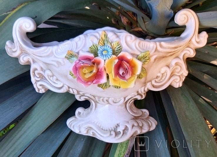 Italiaanse Capodimonte schaal, vaas op voetstuk, Antiek en Kunst, Ophalen of Verzenden