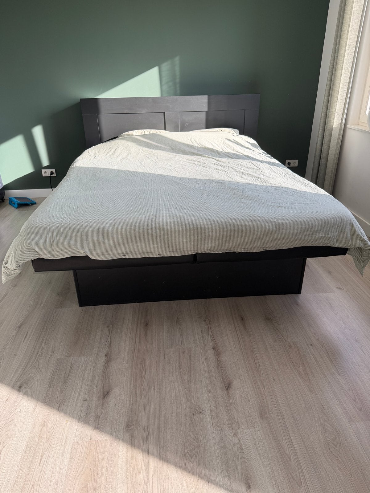 Stretch-top waterbed 180x220 + ikea brimnes hoofdbord, Huis en Inrichting, Slaapkamer | Waterbedden, Ophalen, Gebruikt, Tweepersoons