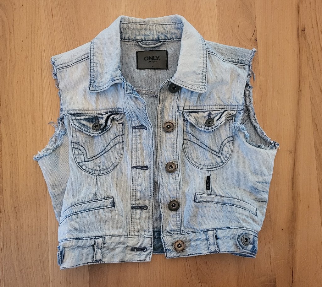 Only gilet, spijkerstof, blauw, maat 36, Only, Blauw, Ophalen of Verzenden, Zo goed als nieuw