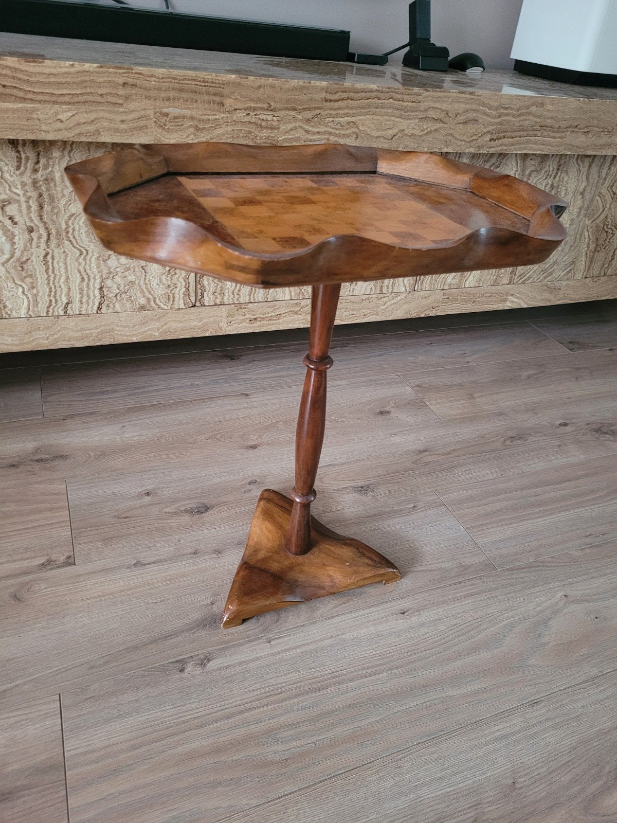 Bijzettafel met schaakbord, hoogte 56 cm, Minder dan 55 cm, Gebruikt, Overige vormen, Hout