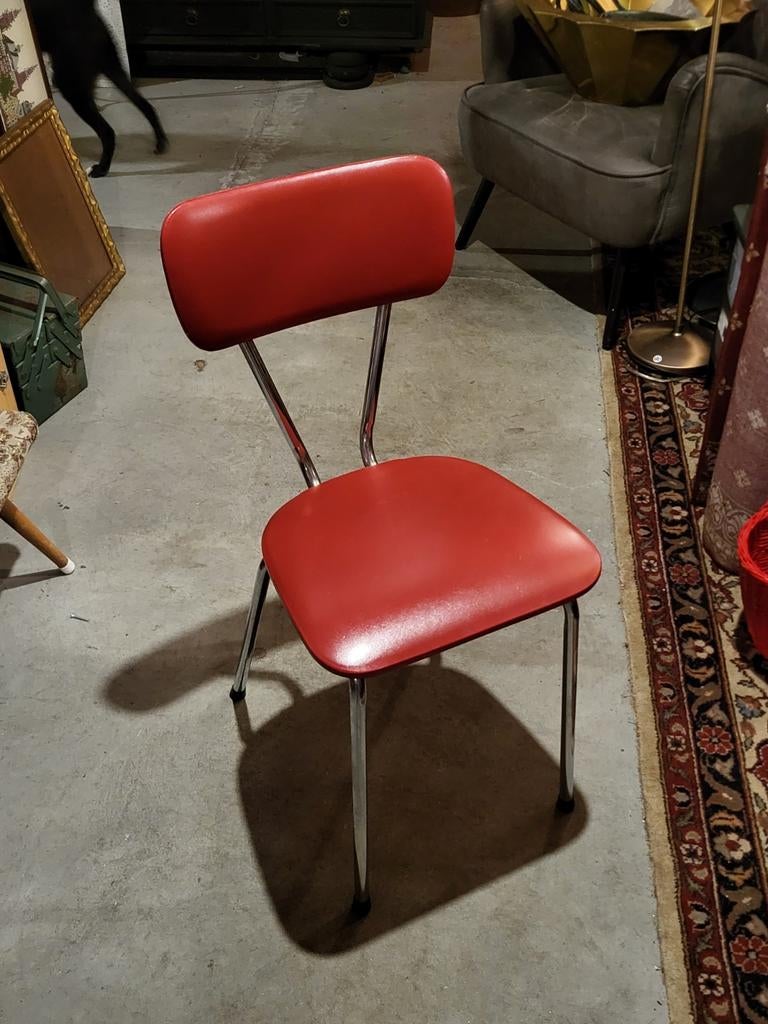 Vintage Rode Keukenstoel - Jaren '50 Stijl, Ophalen