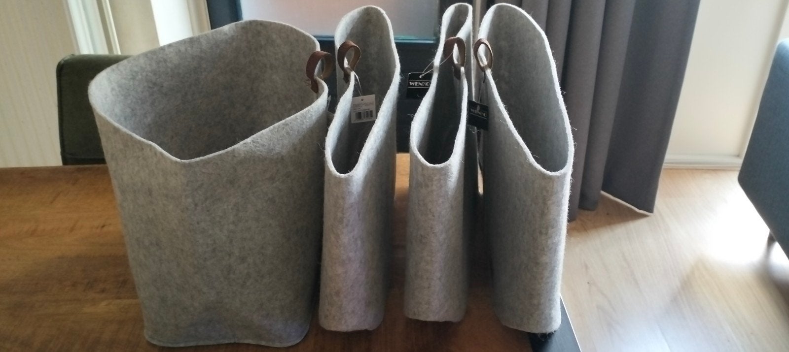 Set van 4 vilten opbergmanden - grijs, Overige materialen, Nieuw, Ophalen of Verzenden, Modern