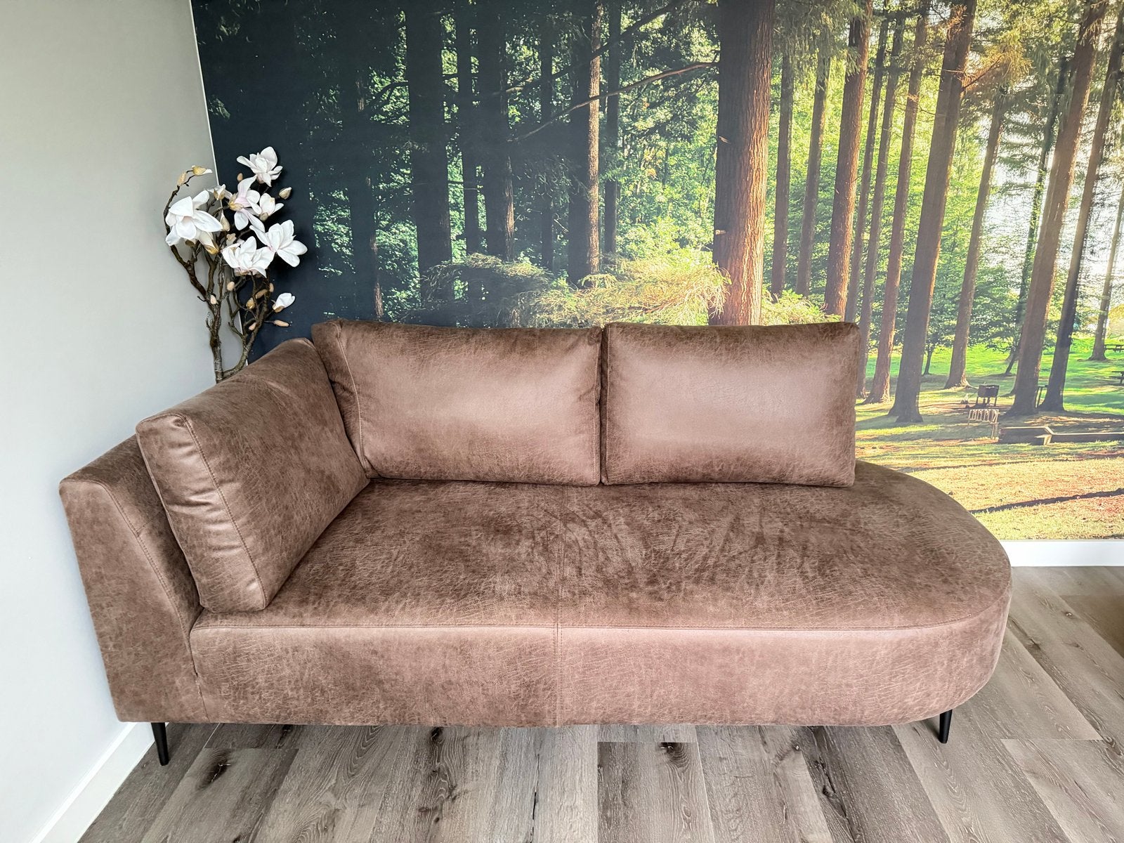 Zo goed als nieuw microlederen bankje - Taupe, Ophalen, Overige materialen, Tweepersoons, 75 tot 100 cm