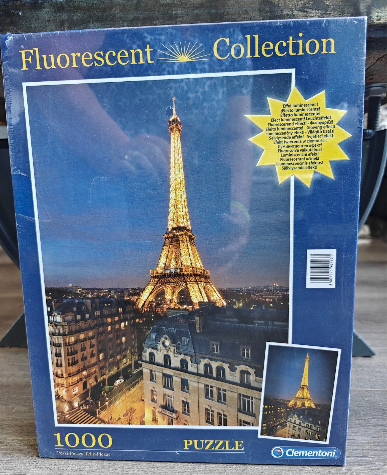 Fluorescent  Eiffeltoren Puzzel 1000 st, Ophalen of Verzenden, 500 t/m 1500 stukjes, Nieuw, Legpuzzel