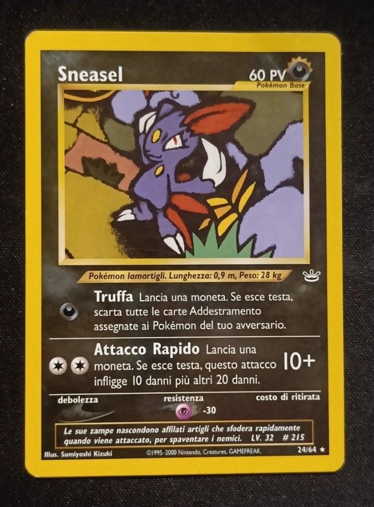 Pokémon vintage non-holo rare sneasel 24/64 neo revelation, Ophalen of Verzenden, Zo goed als nieuw, Losse kaart