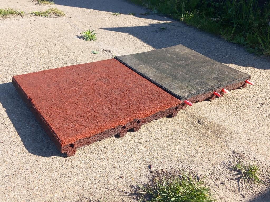 17 Rubber tegels 50x50x6,5, Tuin en Terras, Tegels en Klinkers, Ophalen, Gebruikt, -, -