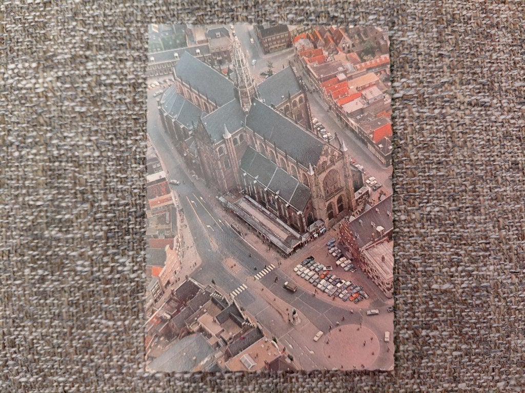 Haarlem, Luchtopname Grote Kerk, gelopen, 1965., Verzenden, 1960 tot 1980, Gelopen, Gebouw